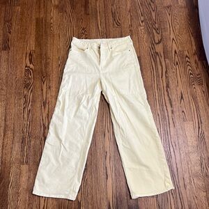 Yellow wide leg jeans